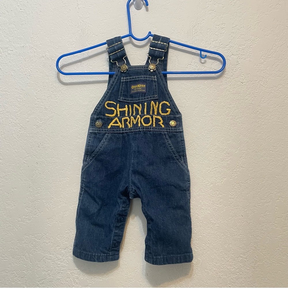 Vintage Oshkosh B'Gosh Overalls 6 Months Made In USA Blue Denim Shining Armor